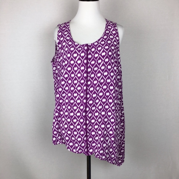 St. John's Bay Tops - St Johns Bay Asymmetrical Blouse 1X Purple Womens